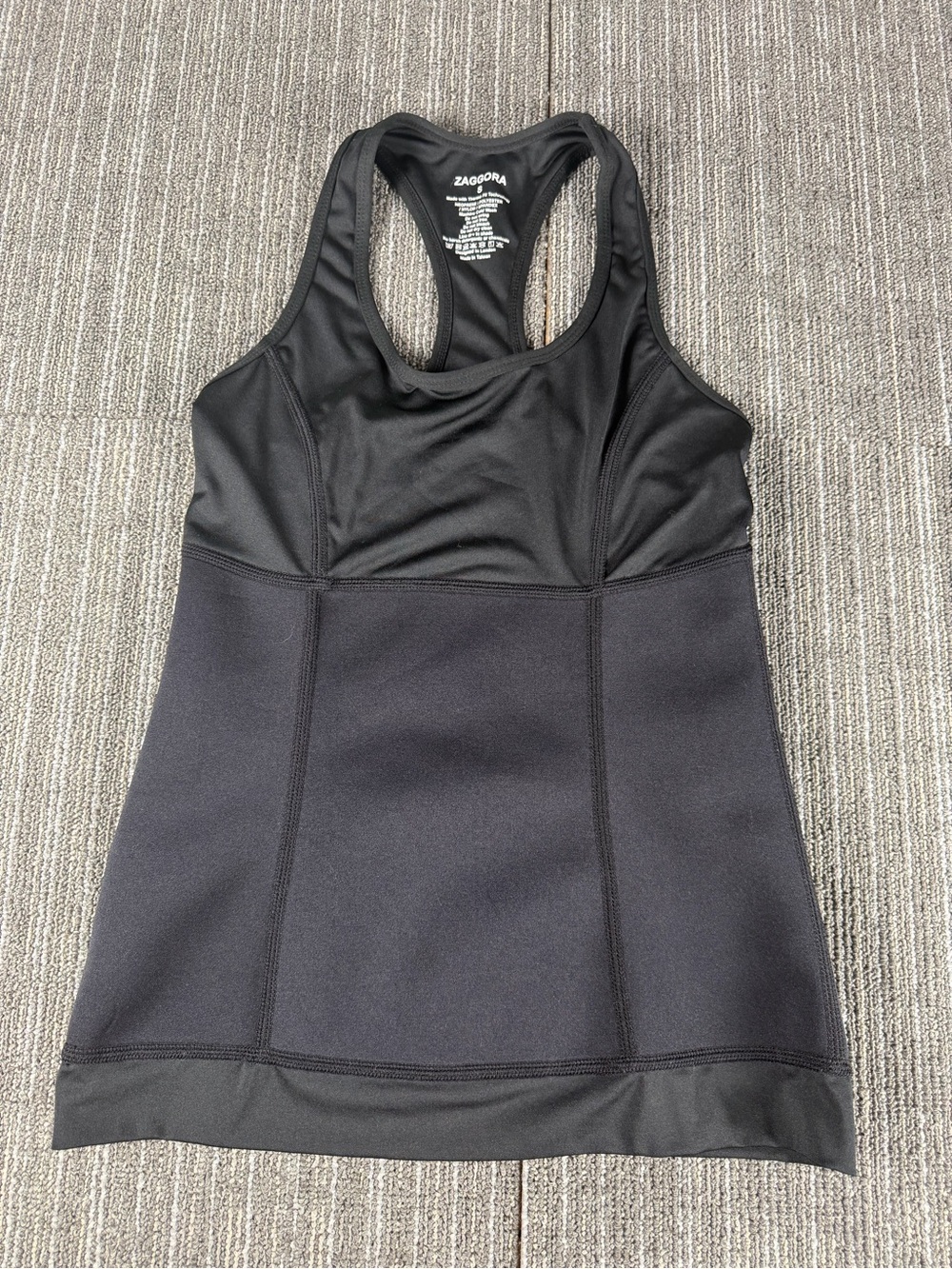 Zaggora Women's Black Thermal Activation Racerback Tank Top Neoprene Panel